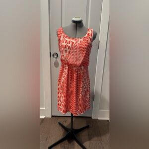 Orange and White Patterned Dress